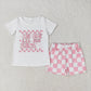 Baby Girl Short Sleeves Little Big Sister Shirt Ruffle Plaid Shorts Sibling Clothes Set RTS