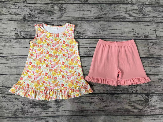 Pre-order Baby Girl Sleeveless Floral Tops Shorts Summer Set