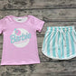 Baby Girl Short Sleeves Doll Pink Shirt Stripes Shorts Summer Set