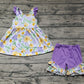 Baby Girl Flower Tops Ruffle Purple Shorts Clothes Set