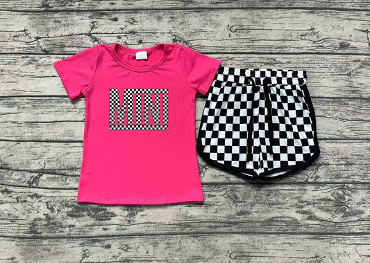 Pre-order Baby Girl Short Sleeves MIni Shirt Plaid Shorts Set