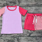 Baby Girl Short Sleeves Pink Shirt Shorts Cotton Set