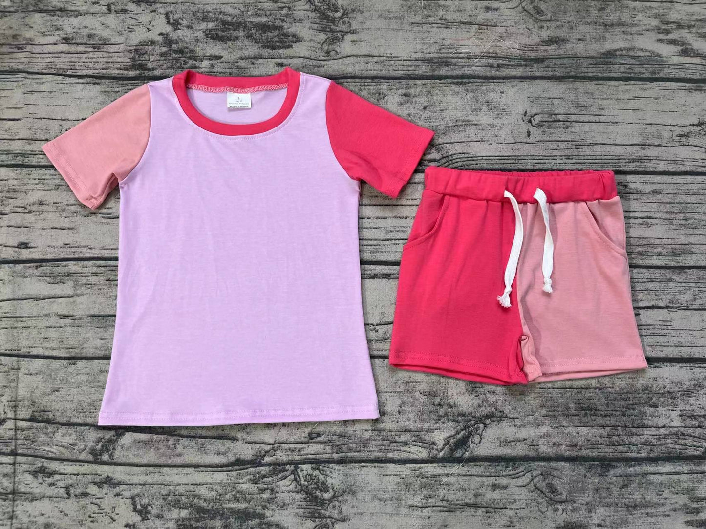 Baby Girl Short Sleeves Pink Shirt Shorts Cotton Set