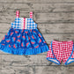 Baby Girl July 4th Hearts Tunic Plaid Shorts Set