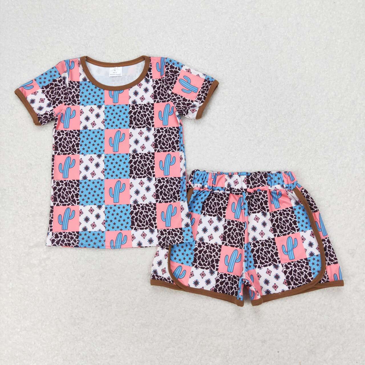 Sibling Baby Girls Kids Short Sleeves Flower Cactus Shirts Shorts Sets Summer Clothes RTS