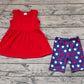 Baby Girl Sleeveless Red Tops Stars Shorts July 4th Set