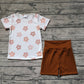 Baby Girl Short Sleeve Flower Shirt Brown Shorts Set