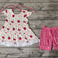 Baby Girl Apples Back To School Tops Plaid Shorts Clothes Set