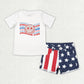 Sibling Baby Girls Kids Short Sleeves Shirts Denim Shorts 4th of July Clothes Sets RTS