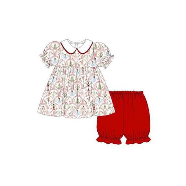 Pre-order Baby Girls Christmas Tunic Top Elastic Shorts Set