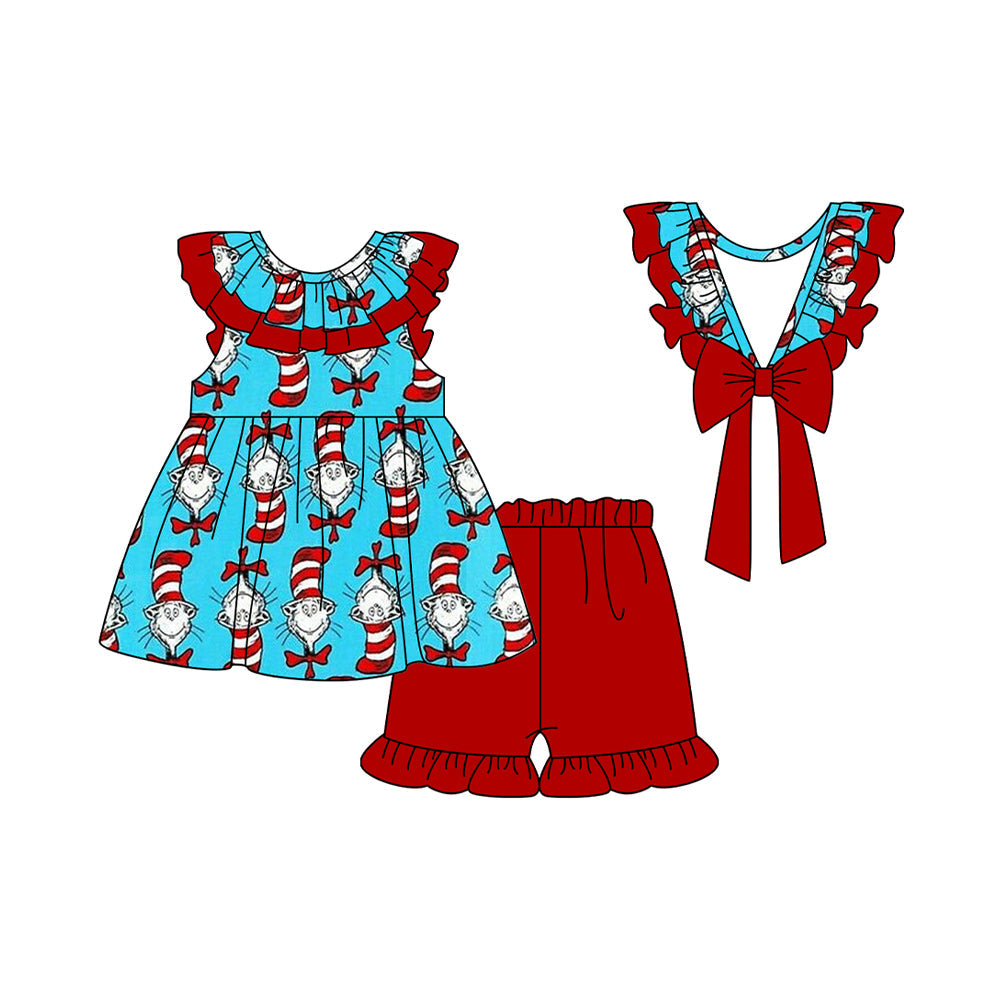 Preorder Baby Girl Dr Reading Tunic Red Ruffle Shorts Clothes Set
