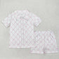 Adult Women Short Sleeves Bows Pocket Buttons Shirt Shorts Pajamas Set RTS