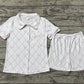 Adult Women Short Sleeves Pink Bows Buttons Shirt Shorts Pajamas Set