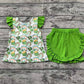 Baby Girl Short Sleeves St Patrick Day Rainbow Green Bow Tunic Shorts Clothes Set