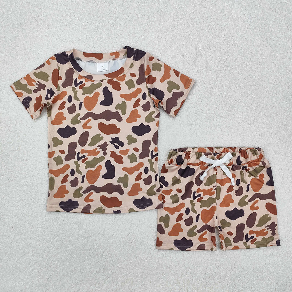 Baby Boy Short Sleeves Camo Shirt Shorts Pajamas Sibling Set RTS