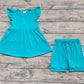 Baby Girl Short Sleeves Blue Cotton Tunic Shorts Clothes Set RTS