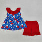 Baby Girl Sleeveless Flower Bows Tunic Ruffle Shorts Sibling Clothes Set RTS