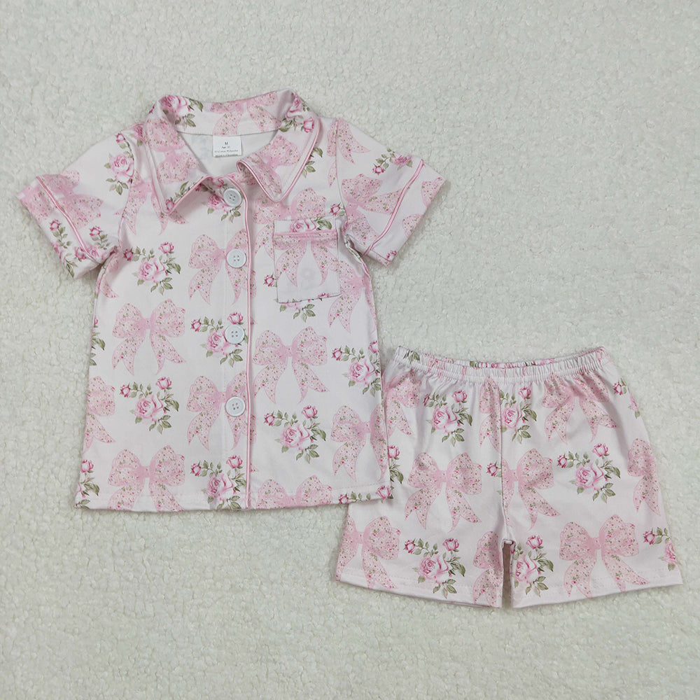 Baby Girl Adult Women Flower Bows Sibling Family Romper Pajamas Set RTS