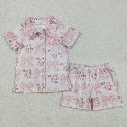 Baby Girl Adult Women Flower Bows Sibling Family Romper Pajamas Set RTS