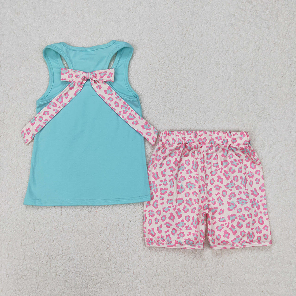 Baby Girl Sleeveless Pocket Shirt Flower Leopard Ruffke Shorts Set Sibling Clothes RTS