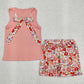 Baby Girl Embroidery Bows Pink Shirt Flower Shorts Skorts Sibling Set RTS