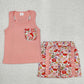 Baby Girl Embroidery Bows Pink Shirt Flower Shorts Skorts Sibling Set RTS