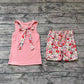 Preorder Baby Girl Sleeveless Pink Vest Shirt Flower Shorts Clothes Set（ No moq ）