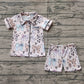 Baby Girl Short Sleeves Bows Dogs Hearts Buttons Shirt Shorts Pajamas Clothes Set RTS