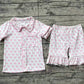 RTS Baby Girl Short Sleeves Pink Bows Buttons Pocket Shirt Shorts Pajamas Set