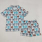 Adult Women Short Sleeves Bows Pocket Buttons Shirt Shorts Pajamas Set RTS