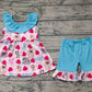 Preorder Baby Girl Dogs Strawberry Flower Cactus Blue Bow Tunic Ruffle Shorts Set（ No moq ）