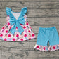 Preorder Baby Girl Dogs Strawberry Flower Cactus Blue Bow Tunic Ruffle Shorts Set（ No moq ）