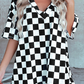Preorder Adult Women Short Sleeves Black Checkered Shirt Shorts Pajamas Set