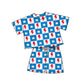 Preorder Baby Girl Short Sleeves 4th Of July Stars Shirt Shorts Clothes Blue Set ( Moq 5 )