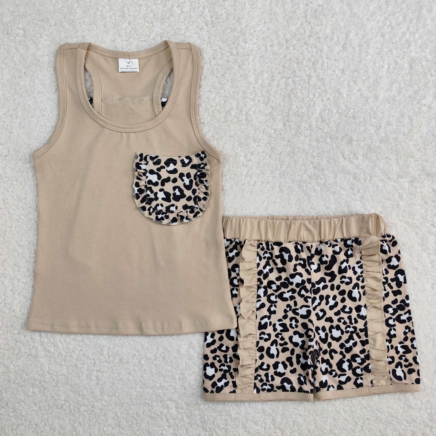 Baby Girl Toddler Sleeveless Leopard Camo Sibling Set Clothes RTS