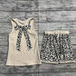 Preorder Baby Girl Sleeveless Pocket Bow Khaki Tops Ruffle Leopard Shorts Set ( No moq )