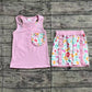 Preorder Baby Girl Pocket Bow Pink Tops Ruffle Leopard Shorts Set ( No moq )