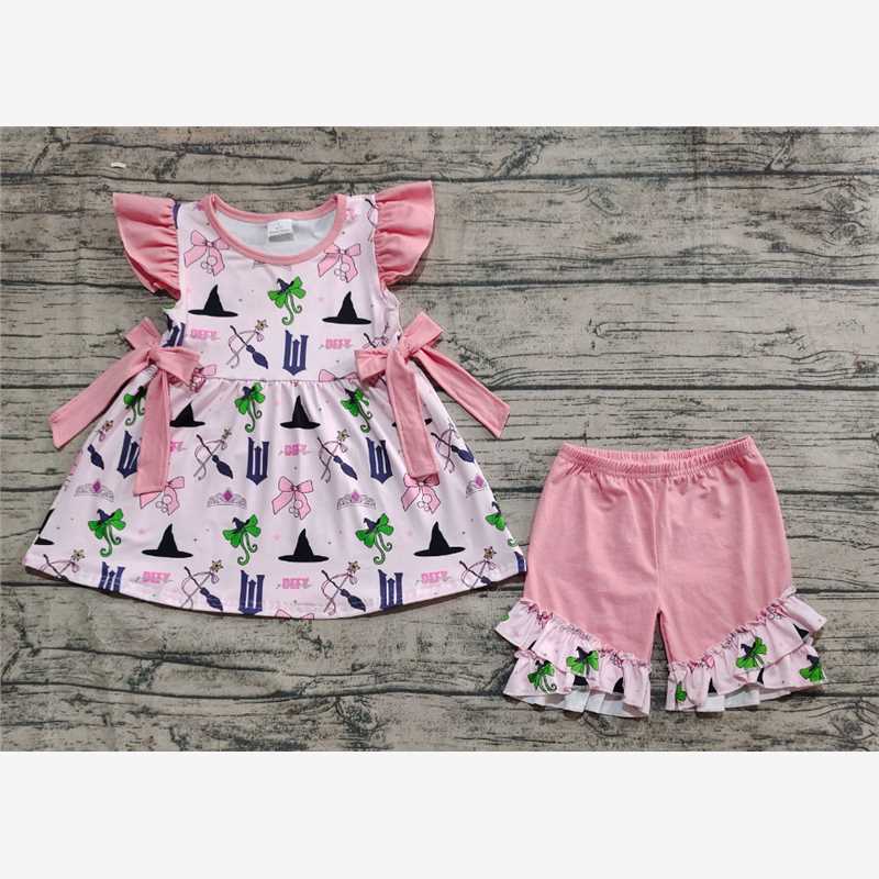 Baby Girl Short Sleeves Bows Pink Sibling Dress Clothes Set RTS