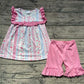 Baby Girl Short Sleeves Flower Tunic Ruffle Pink Shorts Set RTS