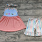 Preorder Baby Girl Straps Sea Animals Tunic Stripes Shorts Set ( No moq )