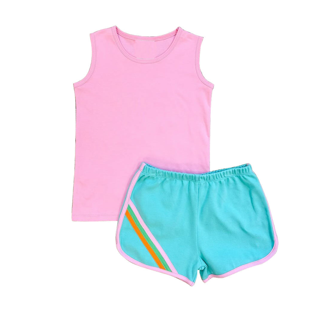 Preorder baby Girl Pink Sleeveless Tops Shorts Set ( Moq 5 )