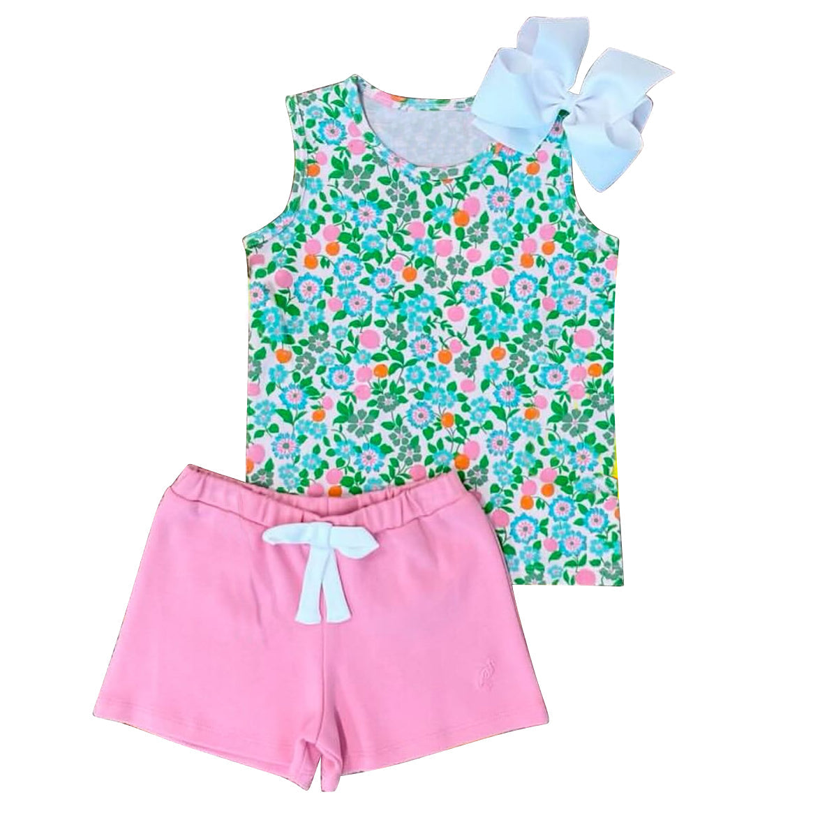 Preorder Baby Girl Sleeveless Floral Tops Pink Shorts Set ( Moq 5 )