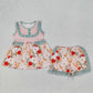 Baby Girl Sleeveless Bows Flower  Buttons Tunic Ruffle Shorts Set Sibling Clothes RTS