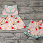 Baby Girl Sleeveless Dots Flower Tunic Ruffle Floral Shorts Set RTS