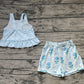 Baby Girl Straps Dots Blue Tops Flower Bows Shorts Set RTS
