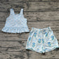 Baby Girl Straps Dots Blue Tops Flower Bows Shorts Set RTS