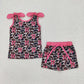 Baby Girl Bows Sleeveless Bows  Stripes Leopard Pockets Shorts Sibling Outfit Clothes RTS