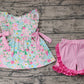 Baby Girl Short Sleeves Flower Bows Tunic Pink Checked Shorts Set RTS