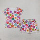 Sibling Baby Girls Kids Short Sleeves Flower Cactus Shirts Shorts Sets Summer Clothes RTS