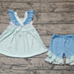 Preorder Baby Girl Short Sleeves Embroidery Fish Tunic Ruffle Shorts Clothes Set ( No moq )